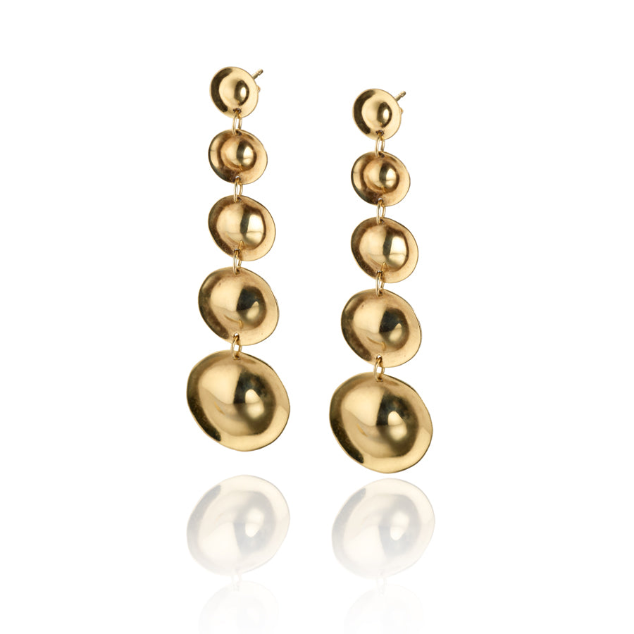 18k Gold Five Station Drop Earrings