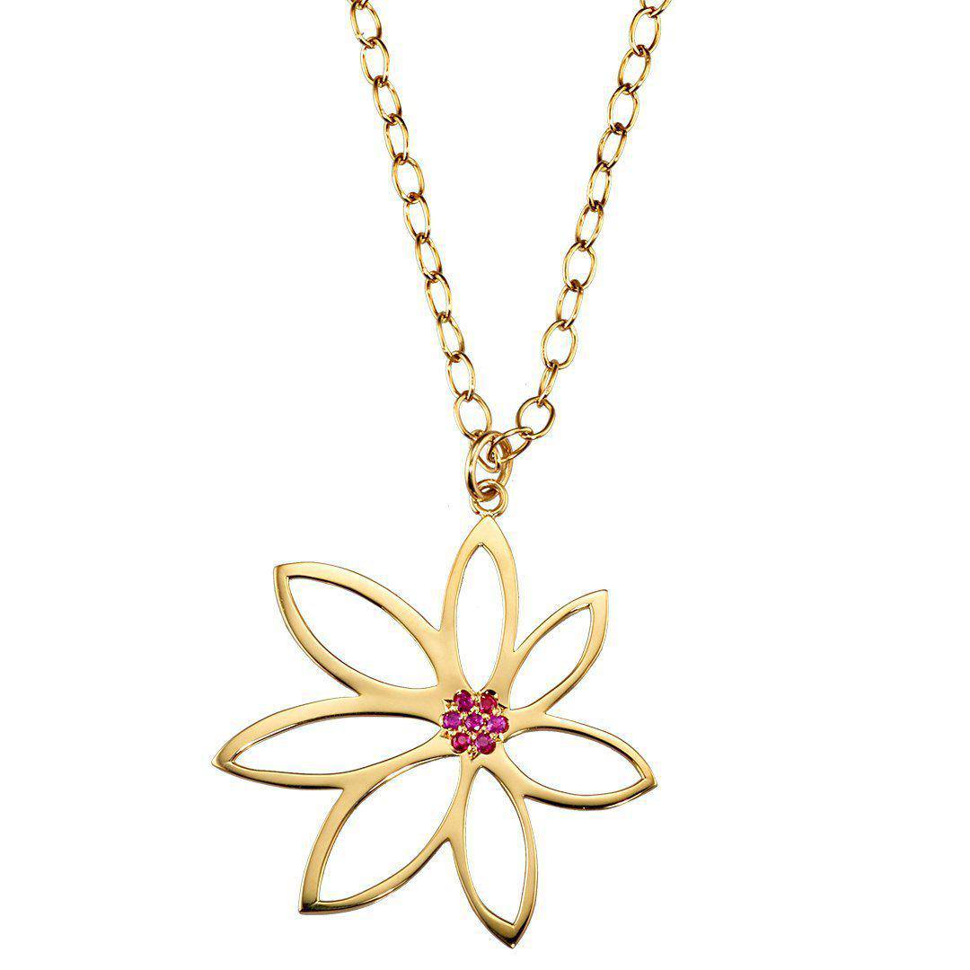 Handcrafted recycled 18k gold flower necklace by Jane Bartel Jewelry. Inspired by the 70&#39;s!