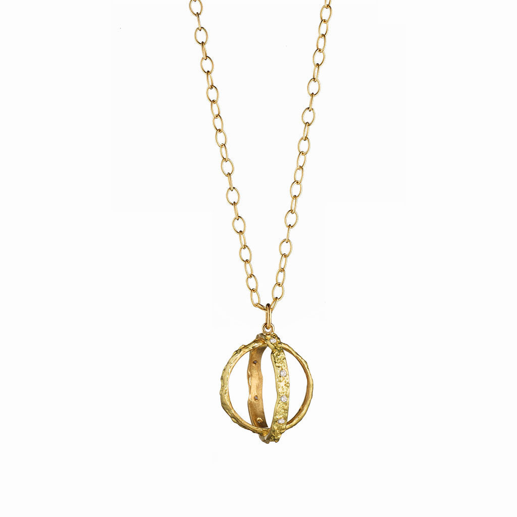 18k gold diamond circle pendant necklace by Jane Bartel Jewelry