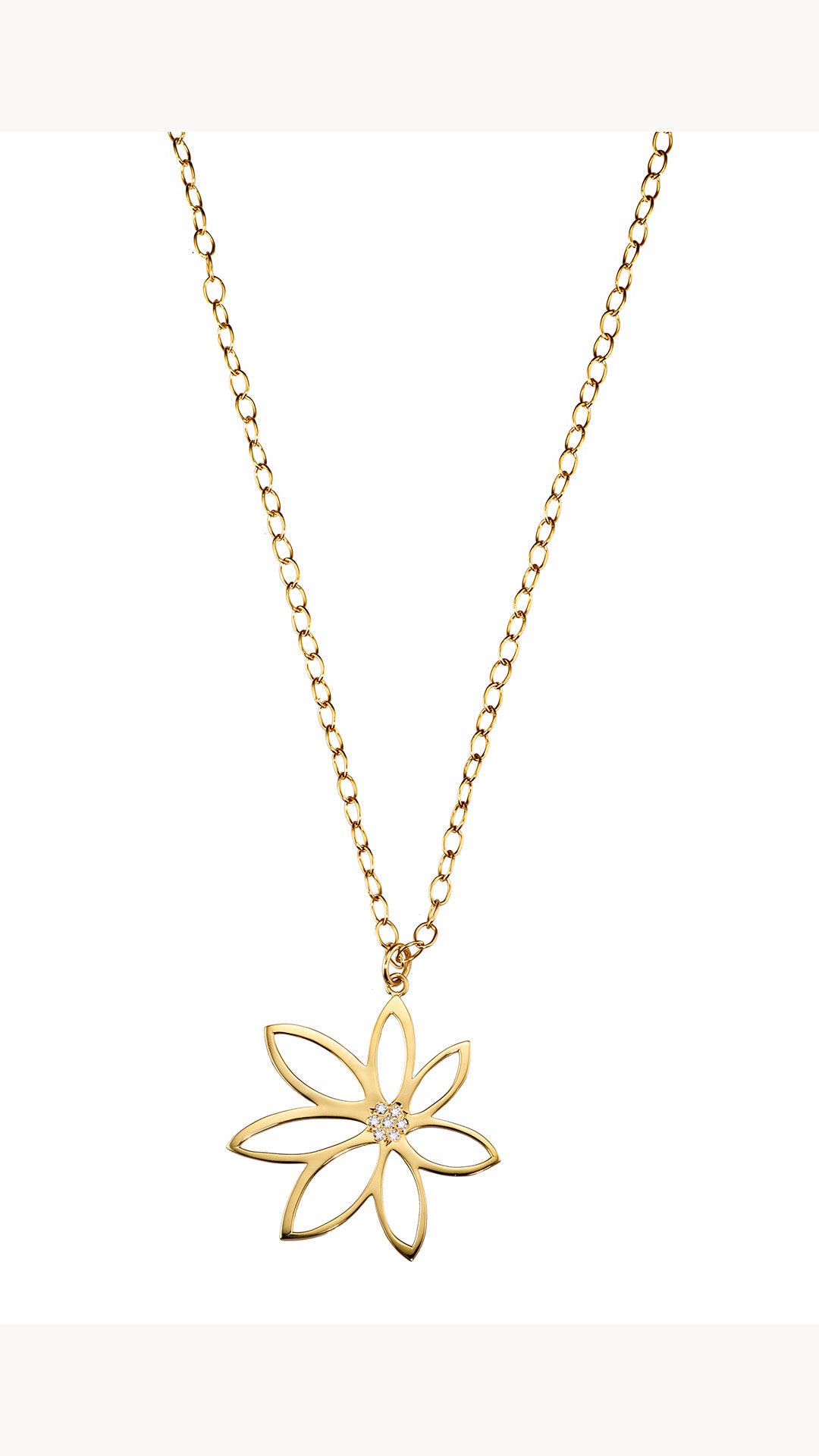 18k Gold Diamond Pavé Flower Necklace