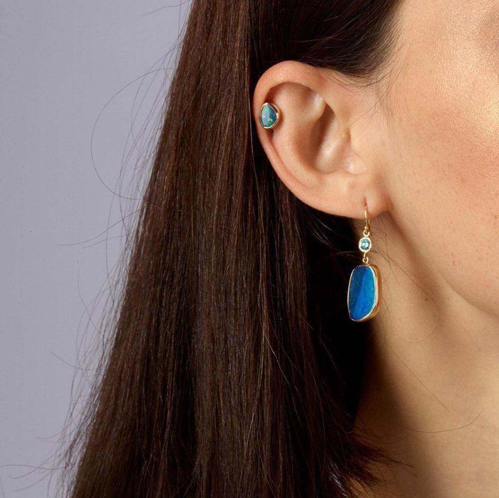 14k gold opal stud earring by Jane Bartel Jewelry