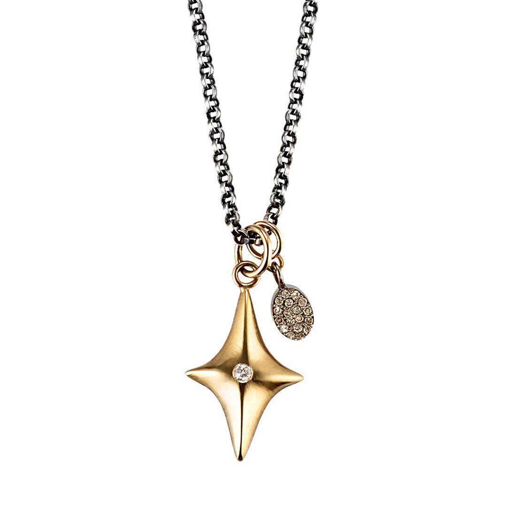 14k gold and diamond star necklace by Jane Bartel Jewelry