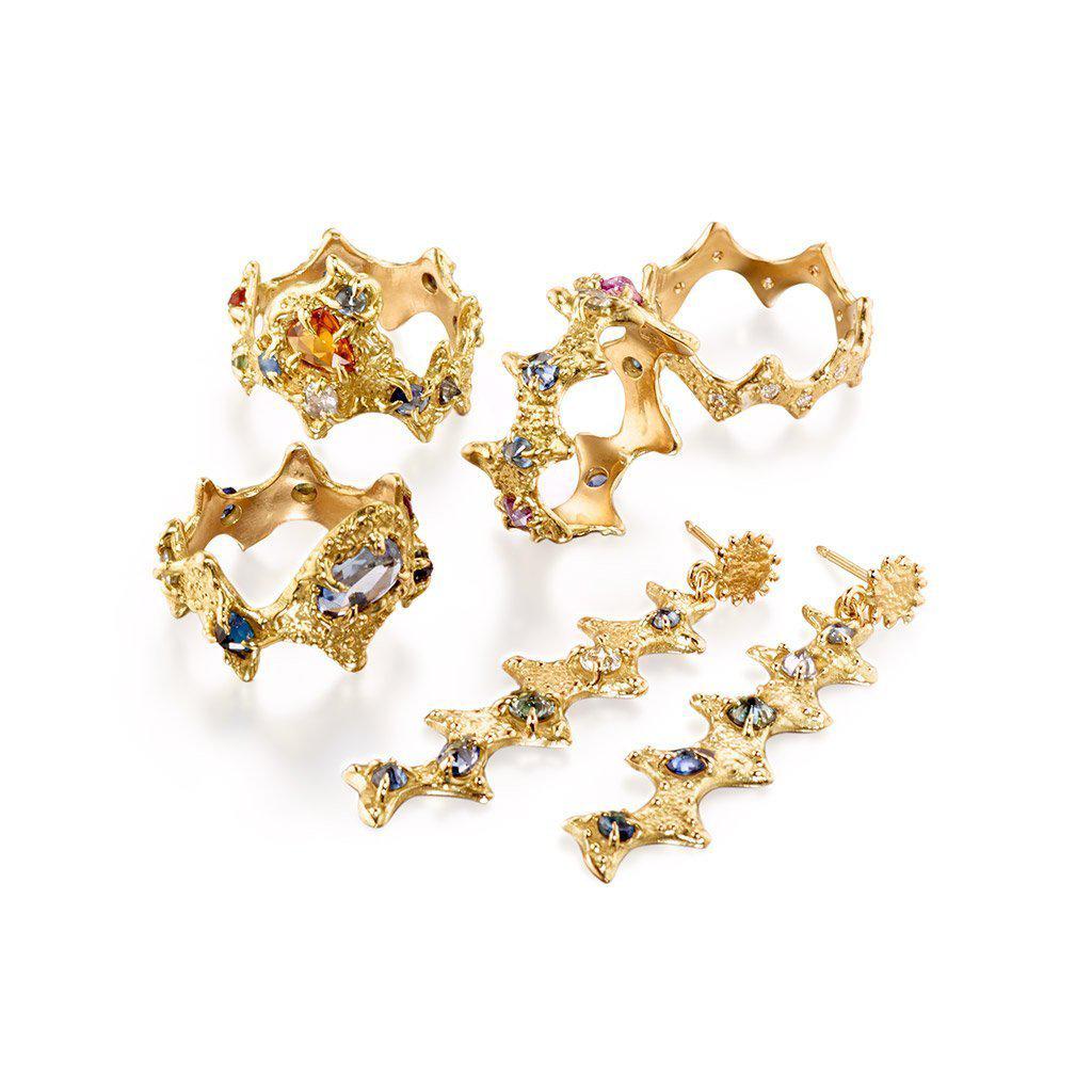 18k gold blue sapphire textured ring by Jane Bartel