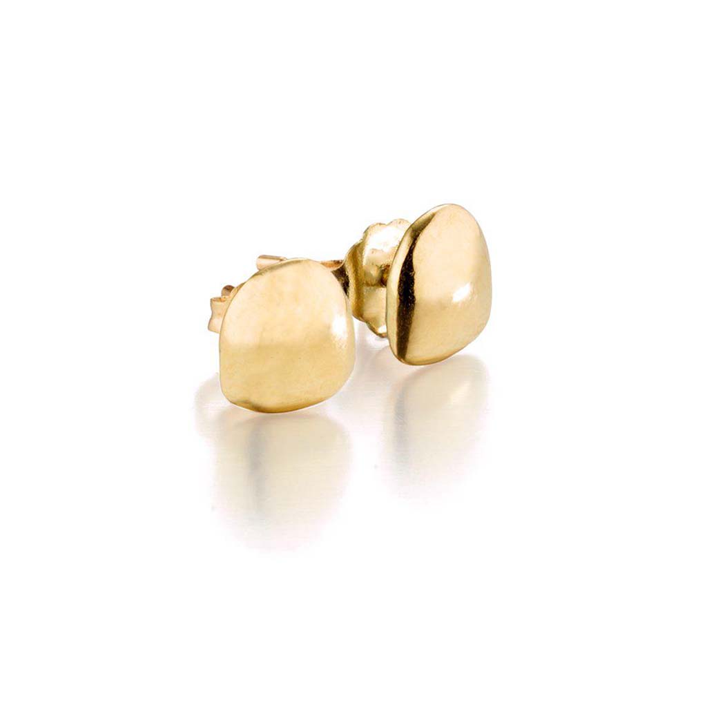 smooth 18k gold pebble stud earrings by Jane Bartel