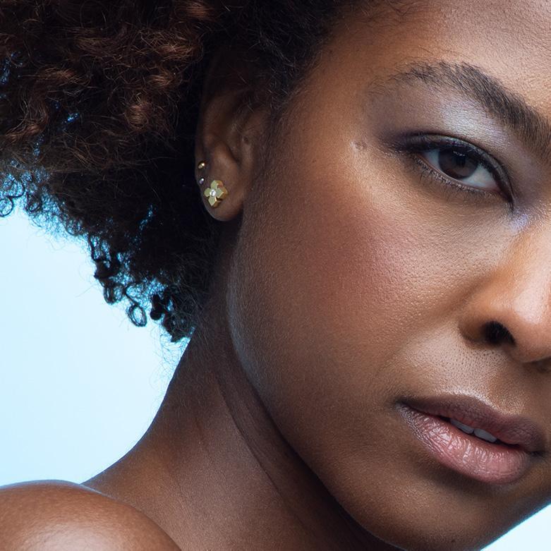 Geometric gold diamond stud earrings by Jane Bartel Jewelry