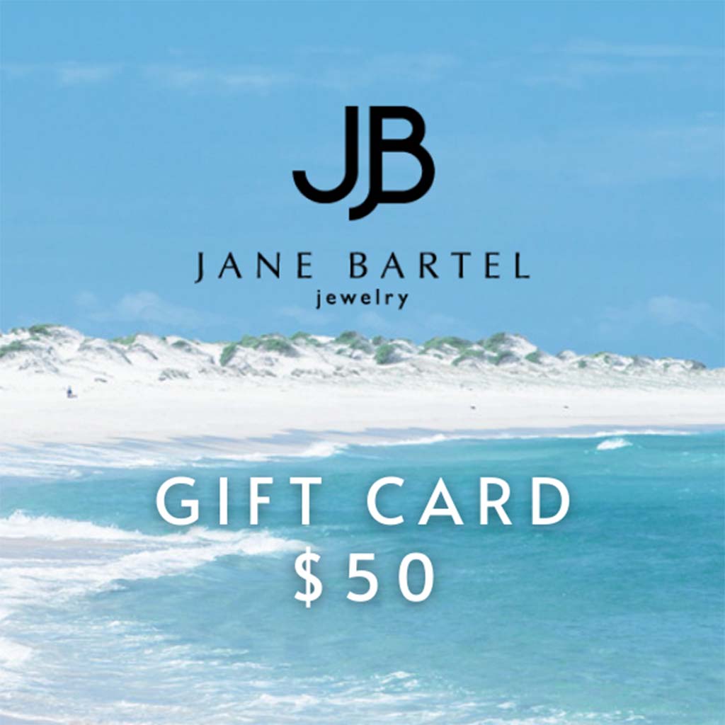 fifty dollar jewelry gift card available from Jane Bartel Jewelry