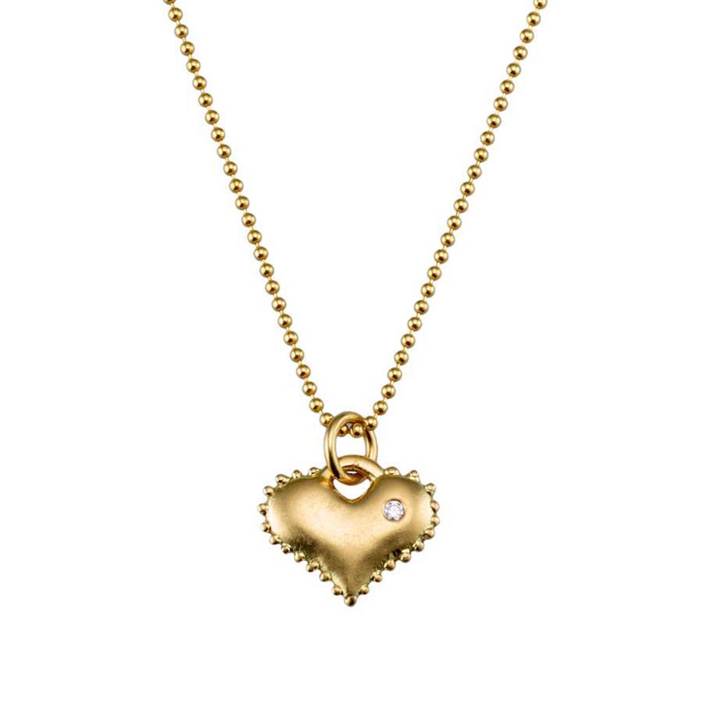 18k gold and diamond heart necklace handcrafted by Jane Bartel