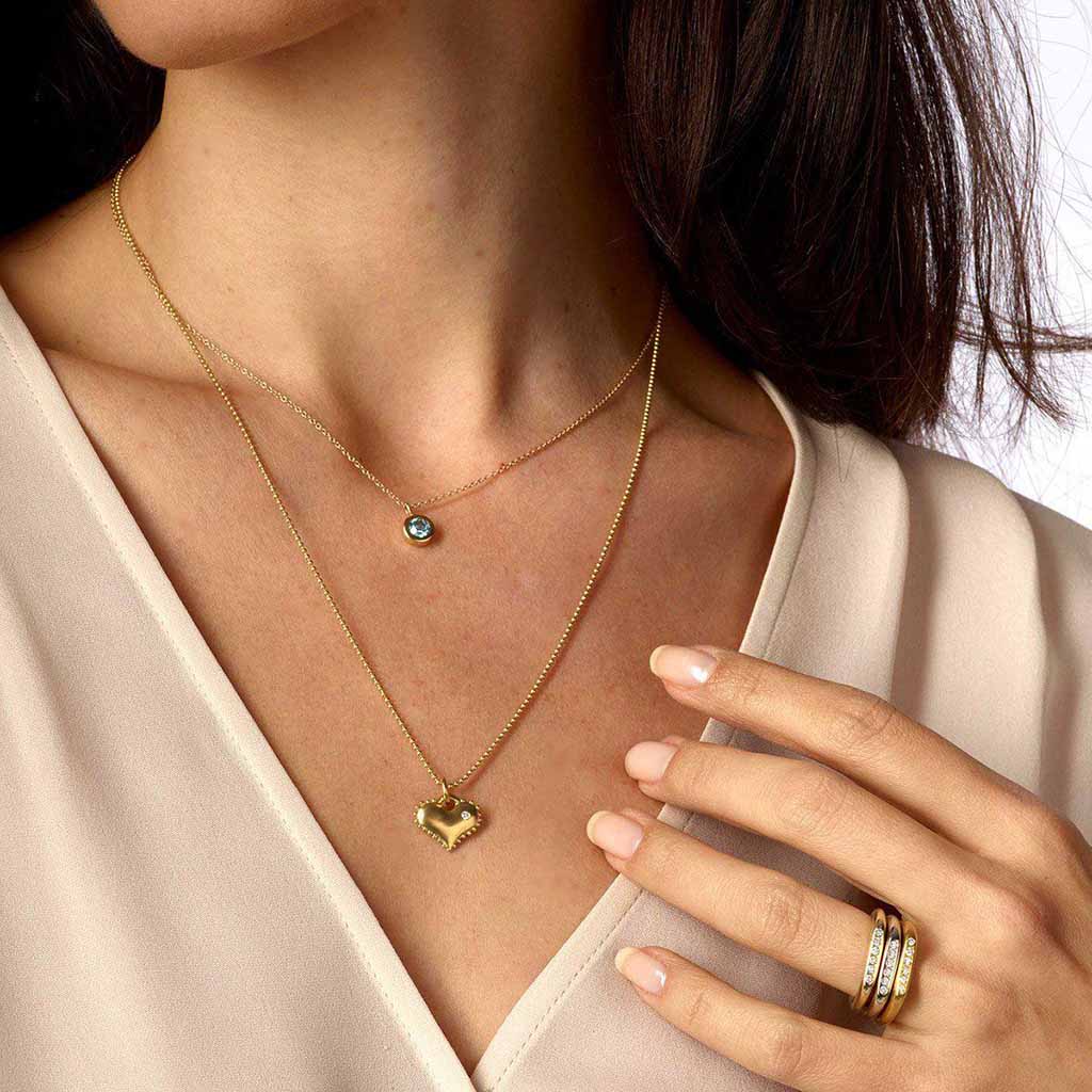 18k gold and diamond heart necklace handcrafted by Jane Bartel