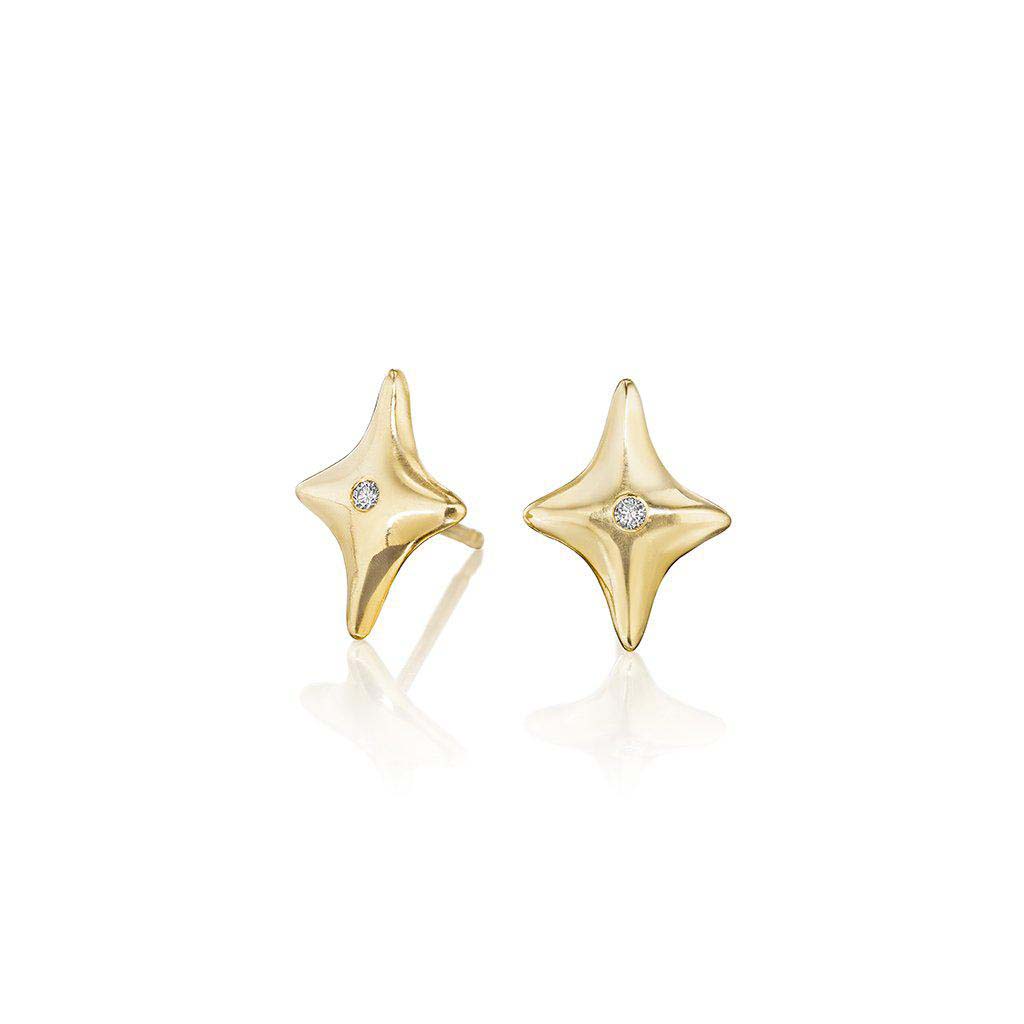 14k gold and diamond star stud earrings by Jane Bartel