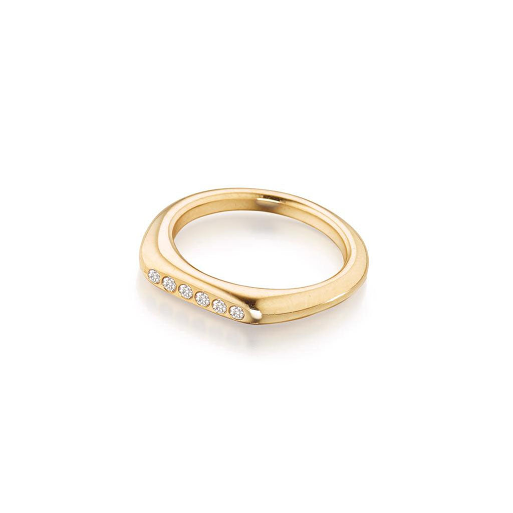 minimal 14k gold and diamond band by Jane Bartel Jewelry