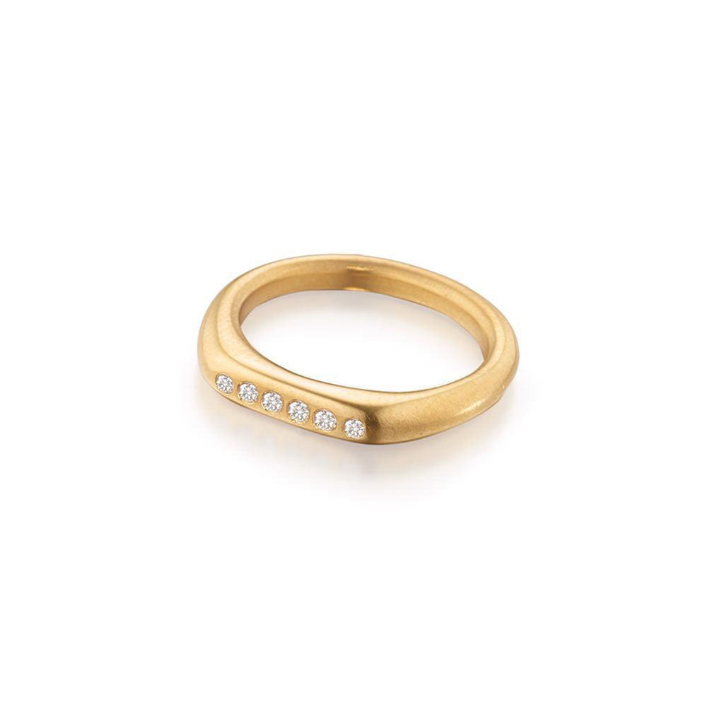 22k gold and diamond minimal wedding band by Jane Bartel Jewelry
